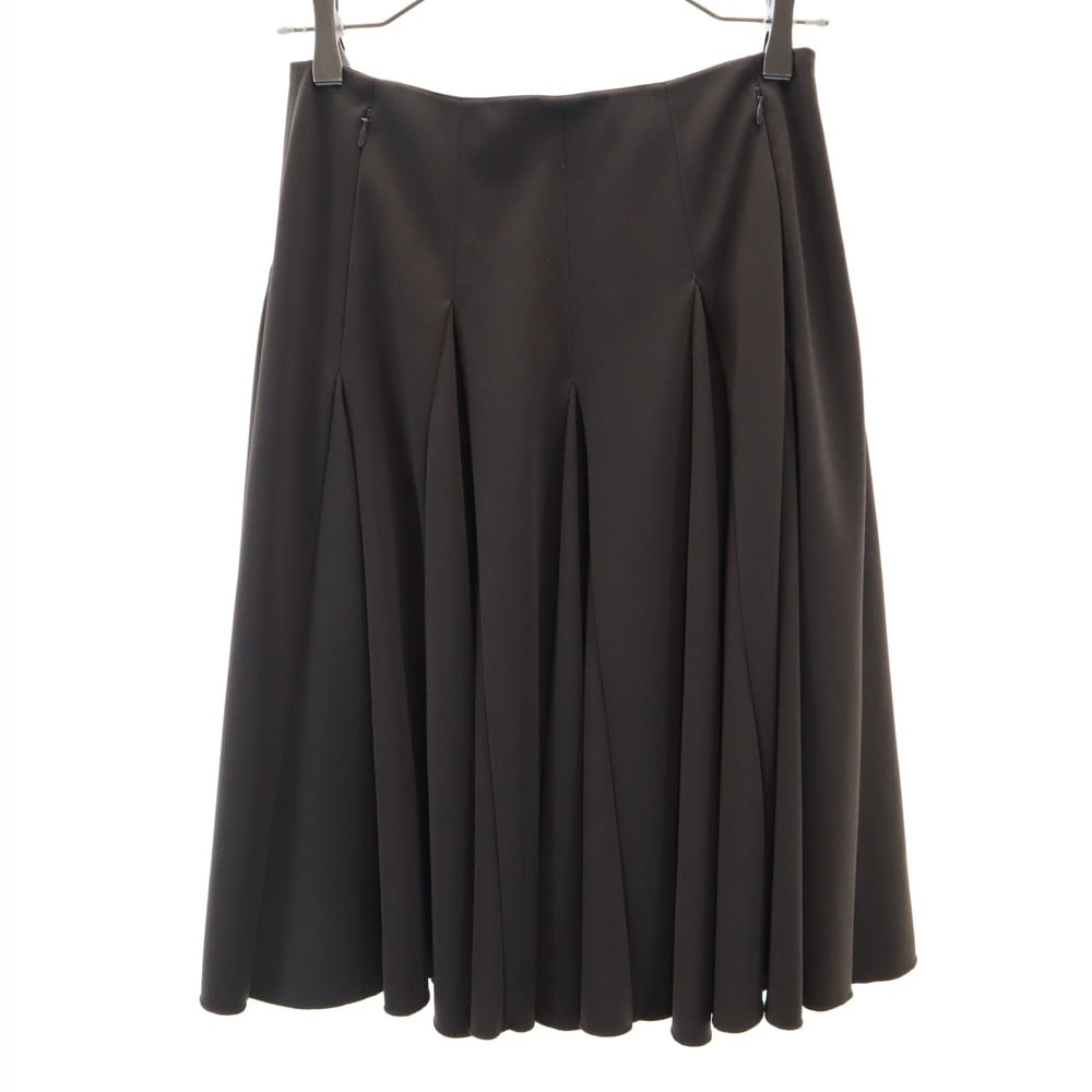 FOXEY NEW YORK フォクシーニューヨーク 日本製 ミディ丈 フレアスカート 40 ブラウン ボンディング加工