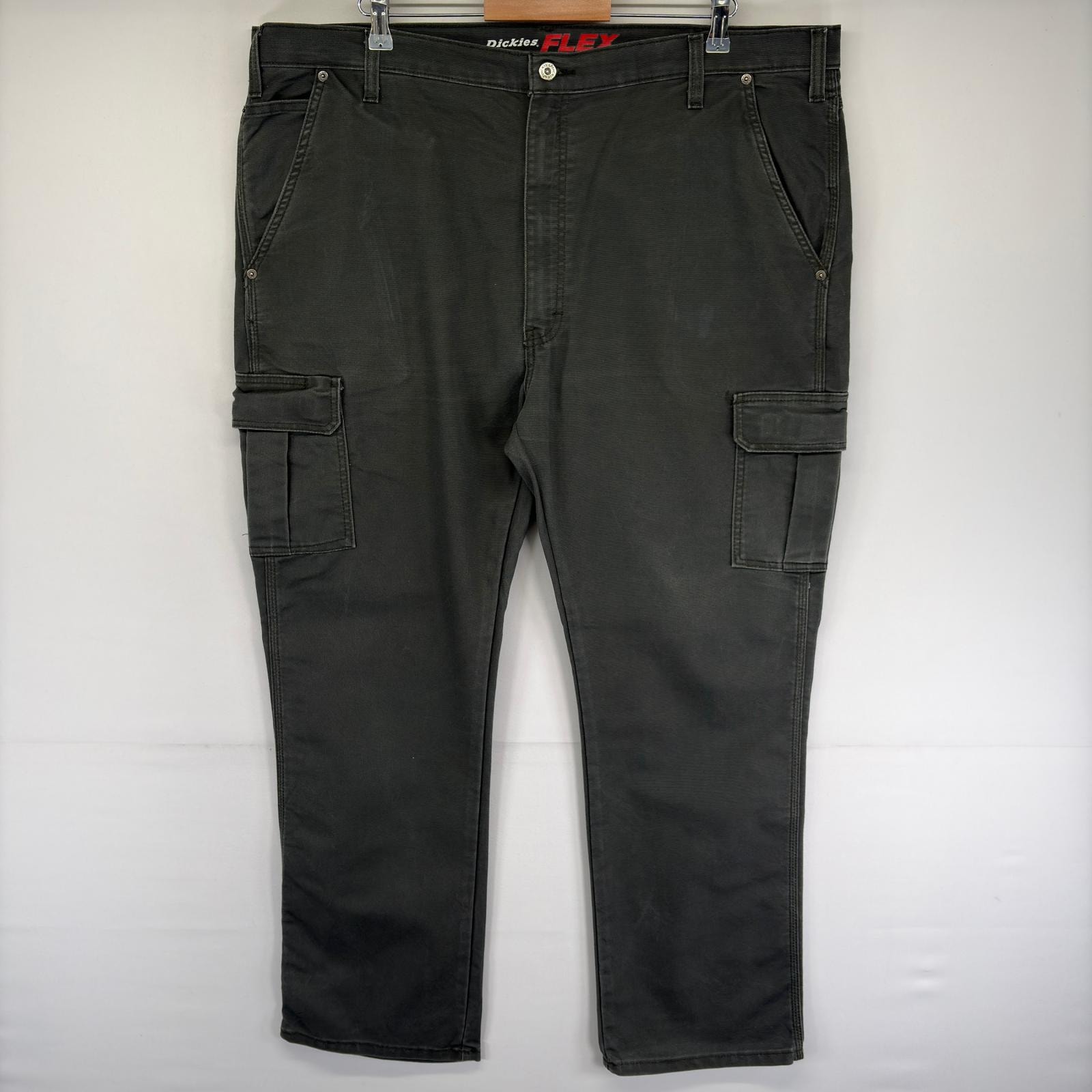 古着 ディッキーズ Dickies ダック パンツ サイドポケット ジッパーフライ ワンポイントロゴ ワークパンツ w44 L32  グレー系 メンズ