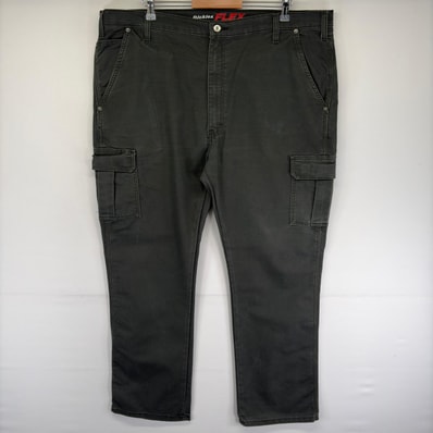 古着 ディッキーズ Dickies ダック パンツ サイドポケット ジッパーフライ ワンポイントロゴ ワークパンツ w44 L32 グレー系 メンズ