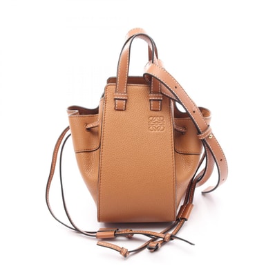 ロエベ LOEWE ハンモック ドローストリングバッグ ミニ 2WAY ハンドバッグ バッグ レザー レディース ブラウン系 【中古】