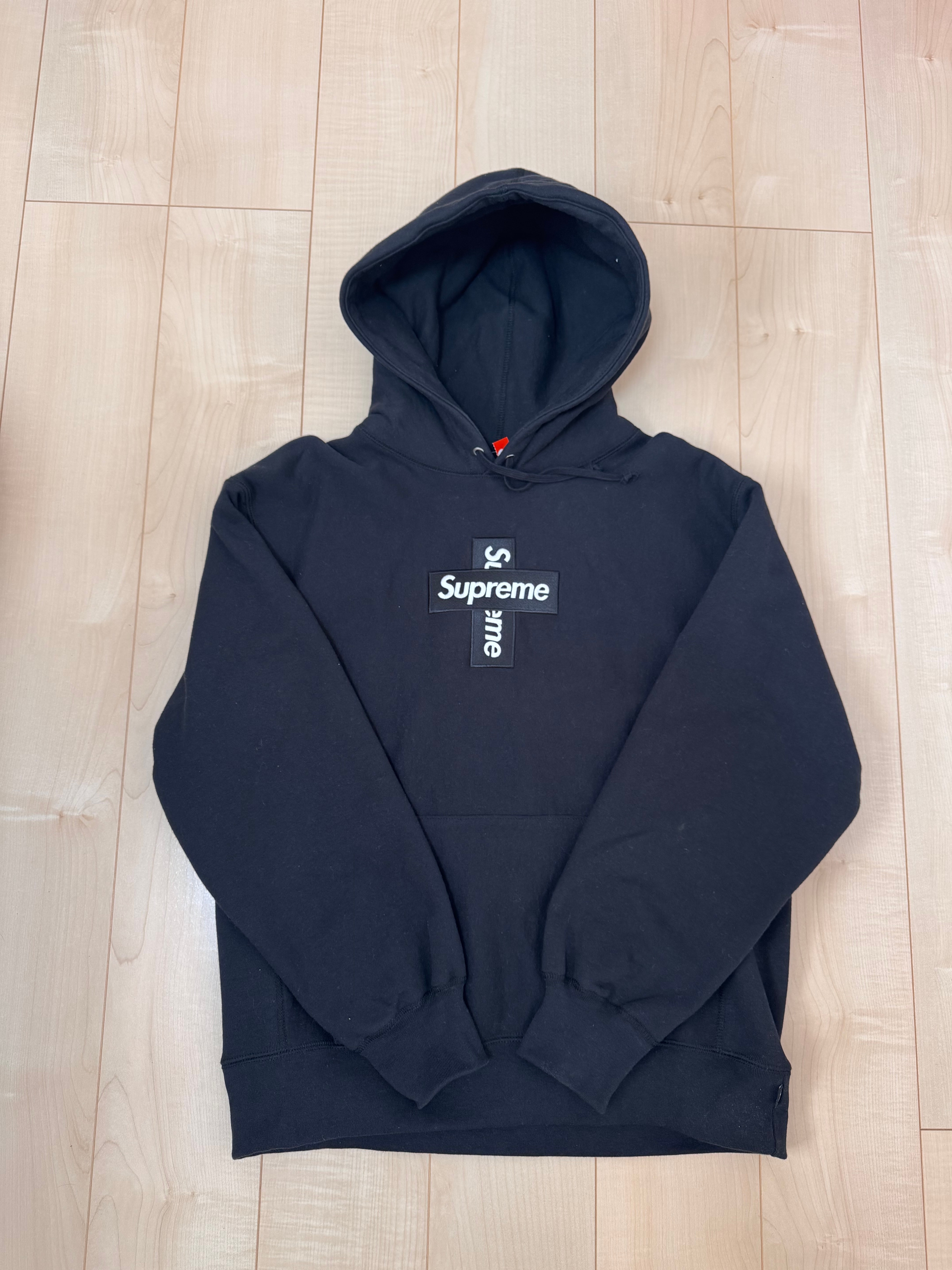 Supreme Cross Box Logo Hooded Sweatshirt "Black"