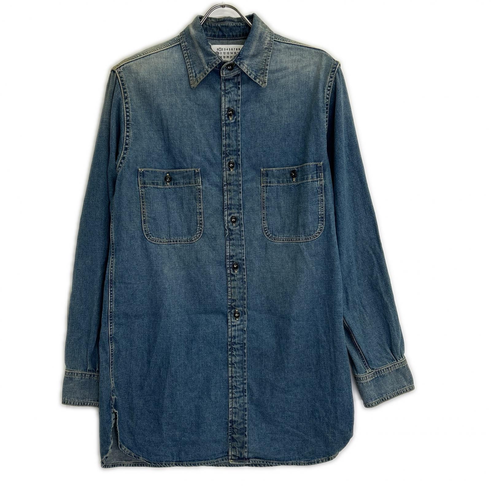 メゾンマルジェラ 【美品/国内正規/24年製】S50DT0042 ヴィンテージ加工 ウォッシュド デニム ロングシャツ 38