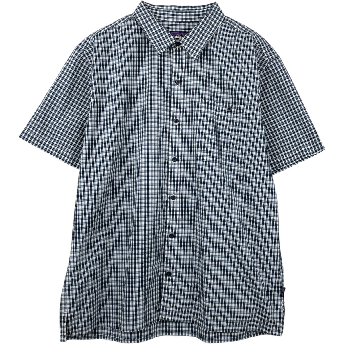 古着 パタゴニア Patagonia 53003SP14 チェック柄 シアサッカー 半袖 ポリコットンシャツ ボックスシャツ メンズXL相当/eaa657972