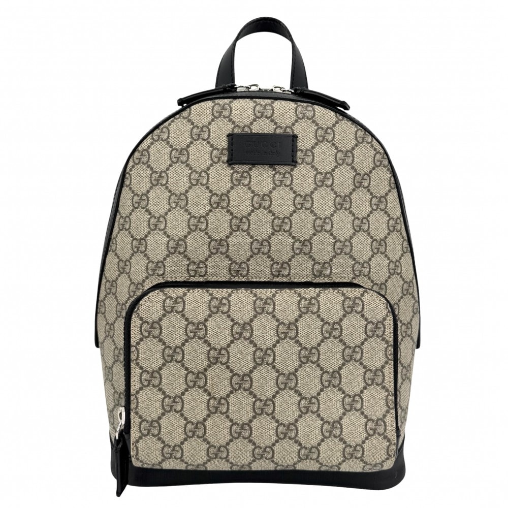 GUCCI グッチ リュック スモールバックパック 429020 GGスプリームキャンバス  レザー   ベージュ ブラック 黒 シルバー金具 ユニセックス 美品【中古品】