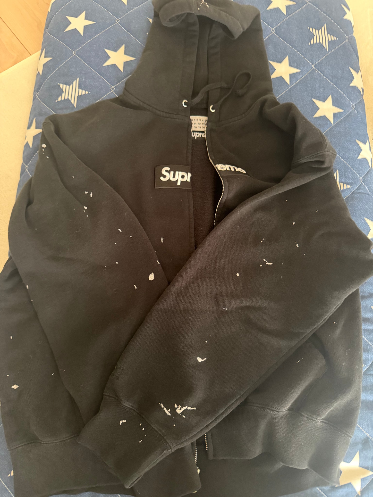 Supreme x MM6 Maison Margiela Box Logo Zip Up Hooded Sweatshirt "Black"