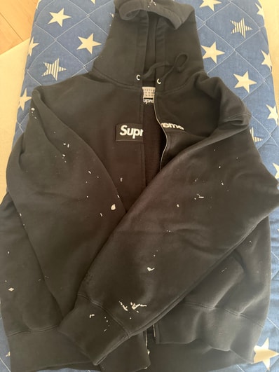 Supreme x MM6 Maison Margiela Box Logo Zip Up Hooded Sweatshirt "Black"