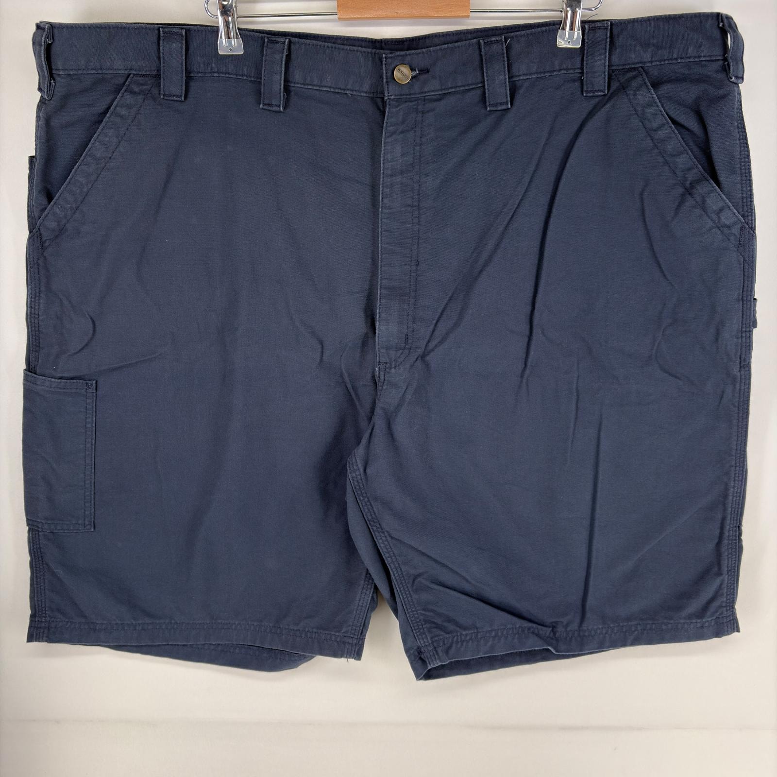 古着 カーハート Carhartt ダック パンツ ショート ツールポケット ワンポイントロゴ ジップ 大きいサイズ w50  ネイビー系 メンズ
