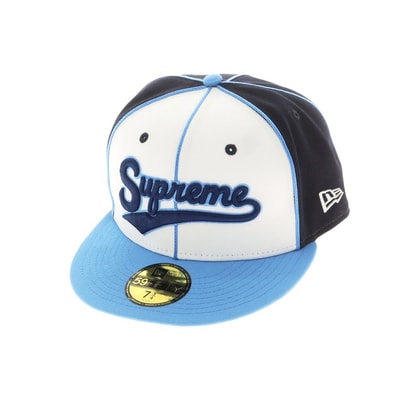 【中古】シュプリーム Supreme 2025年春夏 Piping Script Logo New Era ポリエステル キャップ ネイビーxライトブルー【サイズ7 3/4】【メンズ】