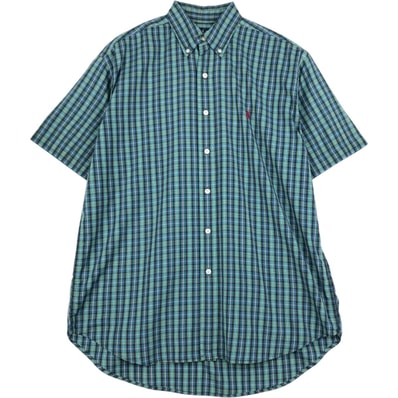 古着 ラルフローレン Ralph Lauren BLAKE 半袖 ボタンダウン チェックシャツ メンズL相当/eaa623641