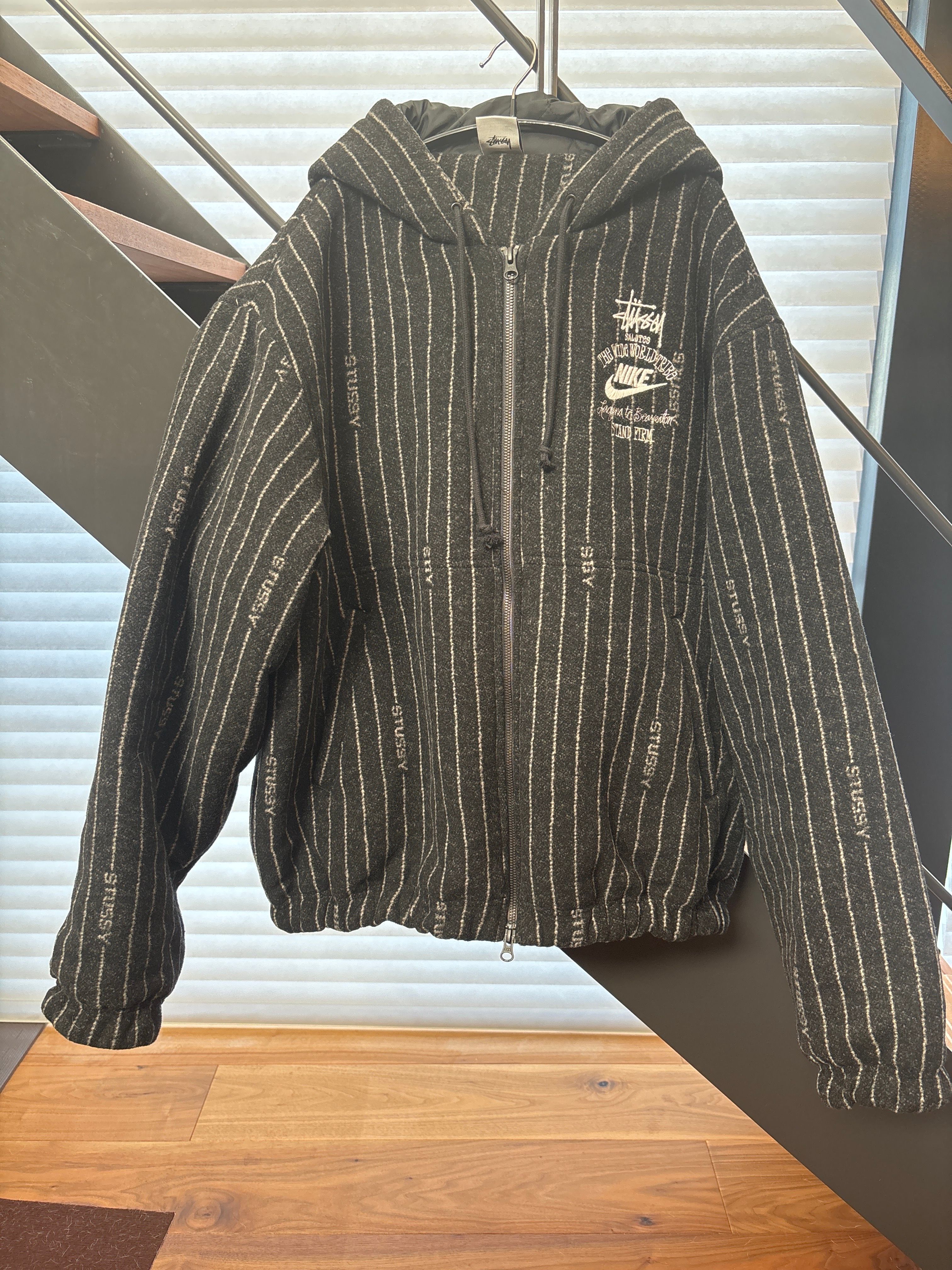 Stussy x Nike Striped Wool Jacket "Black"