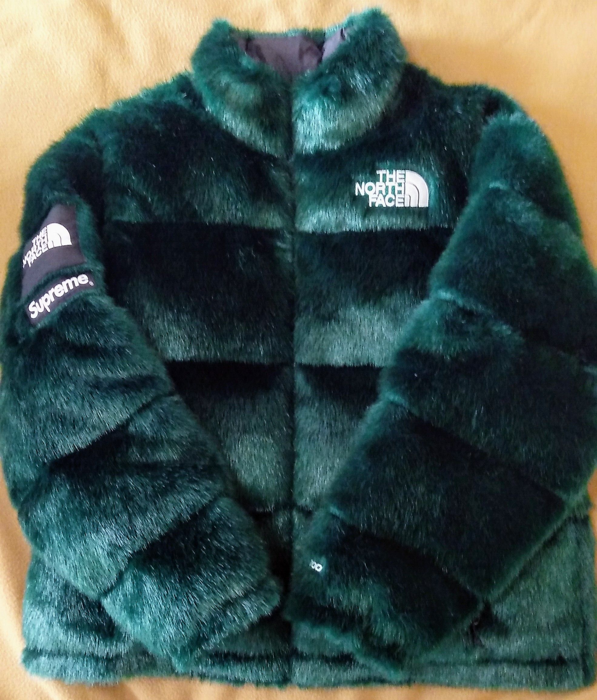 Supreme x The North Face Faux Fur Nuptse Jacket "Green"
