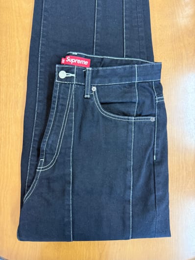 Supreme Paneled Stripe Baggy Jean "Black"