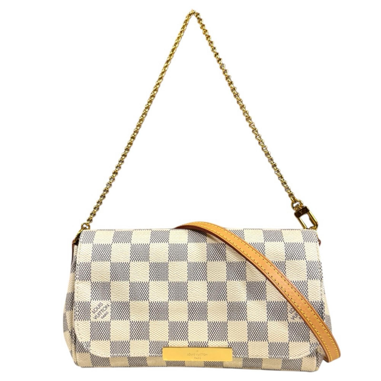 ルイヴィトン フェイボリットPM ダミエアズール ショルダーバッグ ダミエアズールキャンバス N41277 ホワイト レディース LOUIS VUITTON  中古