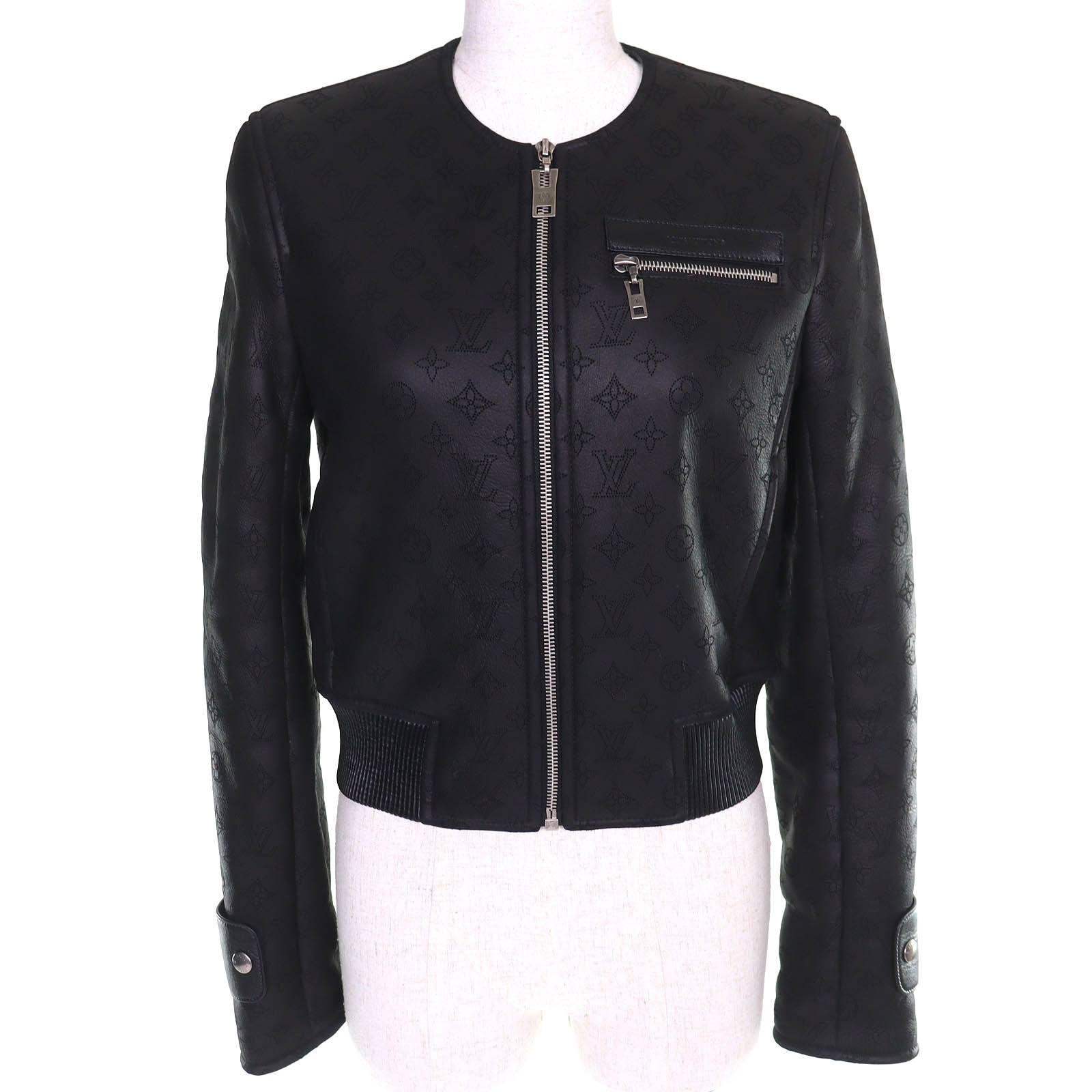 極美品 ルイヴィトン モノグラム ムートン イダースジャケット ブラック 34