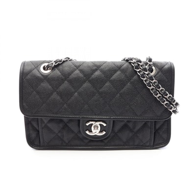 シャネル CHANEL フレンチリビエラ マトラッセ ショルダーバッグ バッグ キャビアスキン(グレインドカーフ) レディース ブラック系 A66801 【中古】