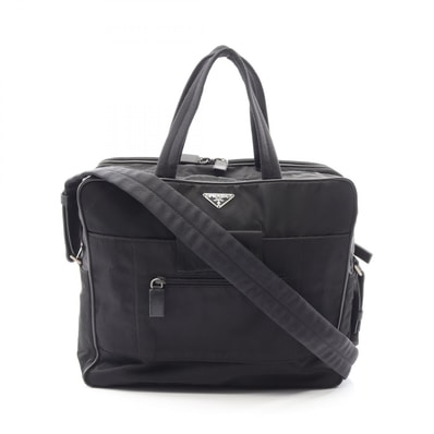 プラダ PRADA トライアングルロゴ 2WAY ビジネスバッグ バッグ ナイロン レザー メンズ ブラック系 【中古】
