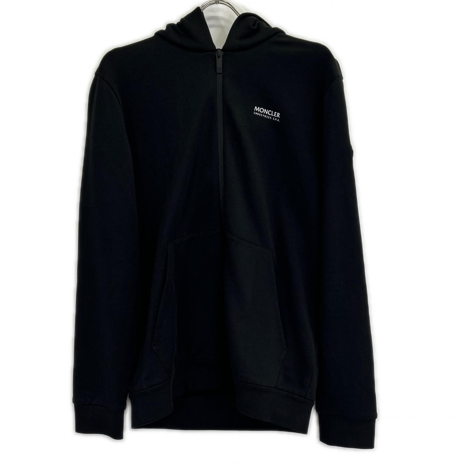 モンクレール 23年 MAGLIA APERTA CONブラック ジップアップ パーカー L
