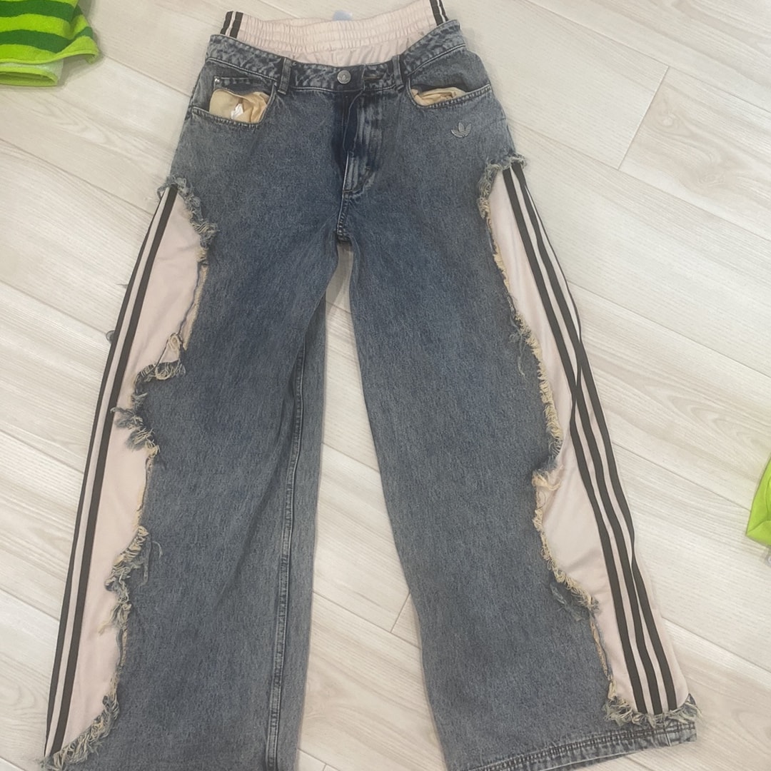 adidas Women's Adilenium 5.0 Deconstructed Denim Pants "ChalkyBrown"