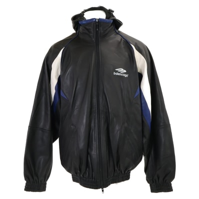バレンシアガ 【美品/国内正規】697771 3B SPORTS ICON TRACKSUIT ラムレザー ジャケット L