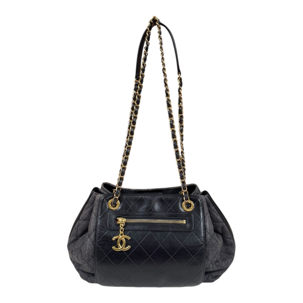 シャネル ショルダーバッグ デニム グレー レディース CHANEL  中古