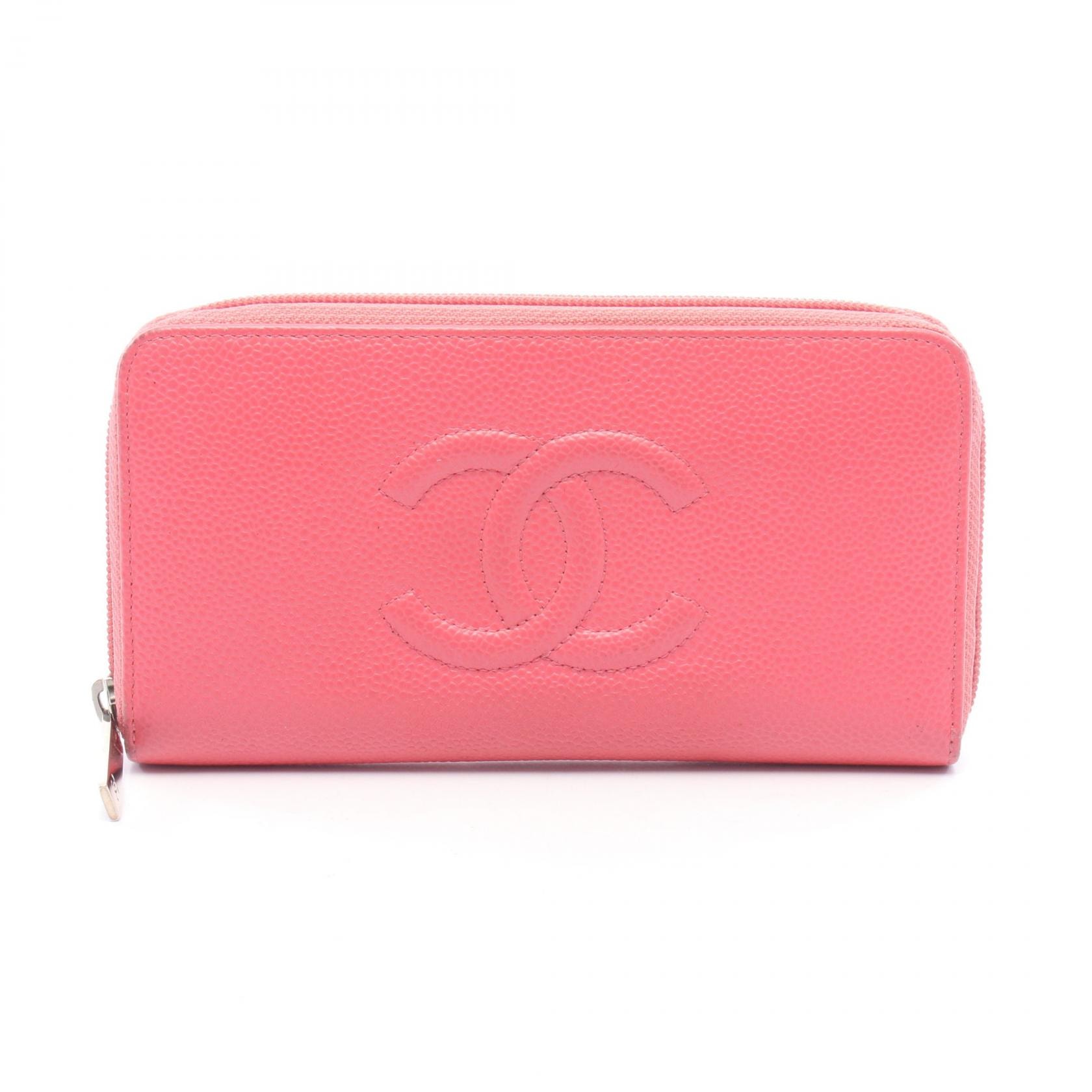 シャネル CHANEL ココマーク ラウンド長財布 財布 キャビアスキン(グレインドカーフ) レディース ピンク系 【中古】