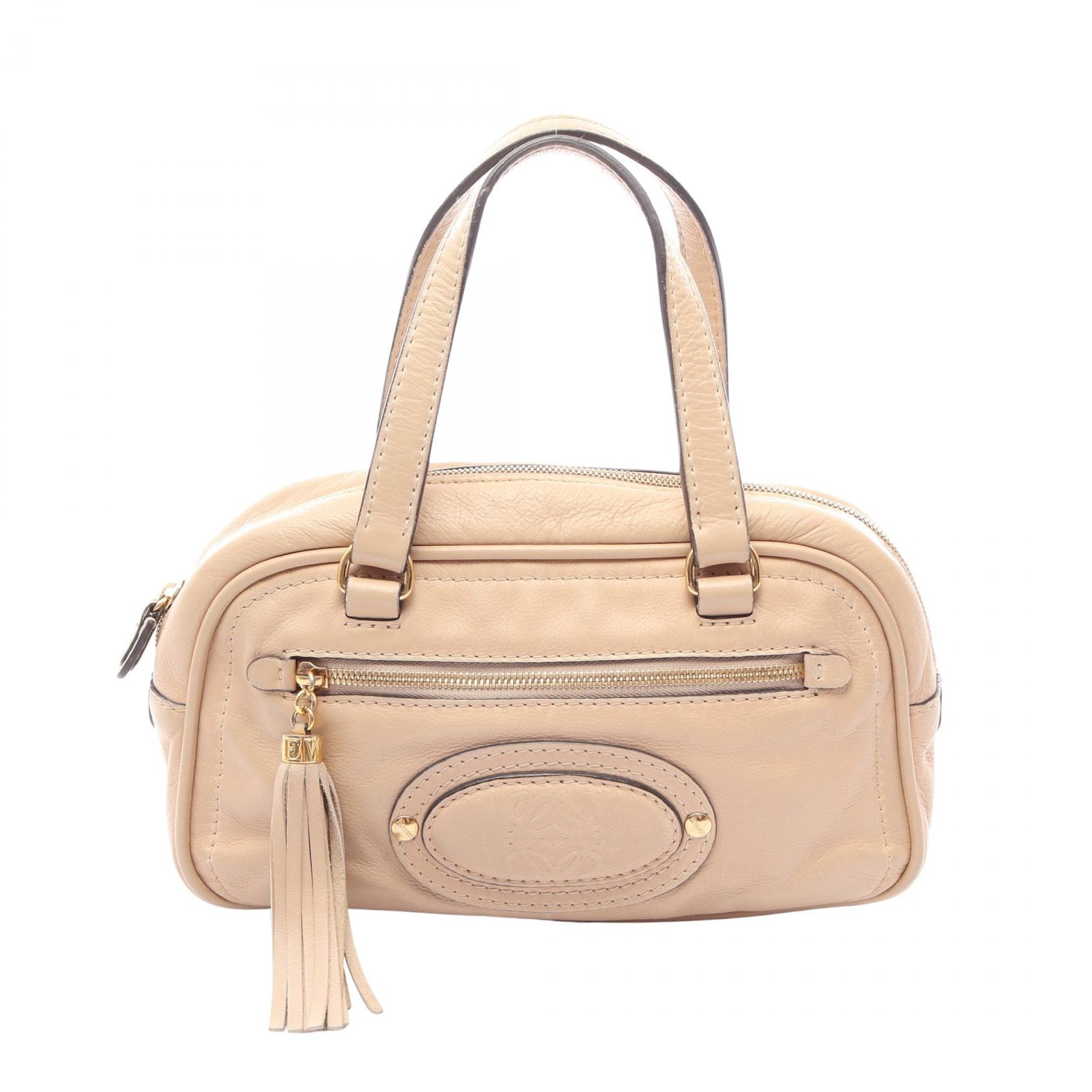 ロエベ LOEWE マドリード アナグラム ハンドバッグ バッグ レザー レディース ベージュ系 【中古】
