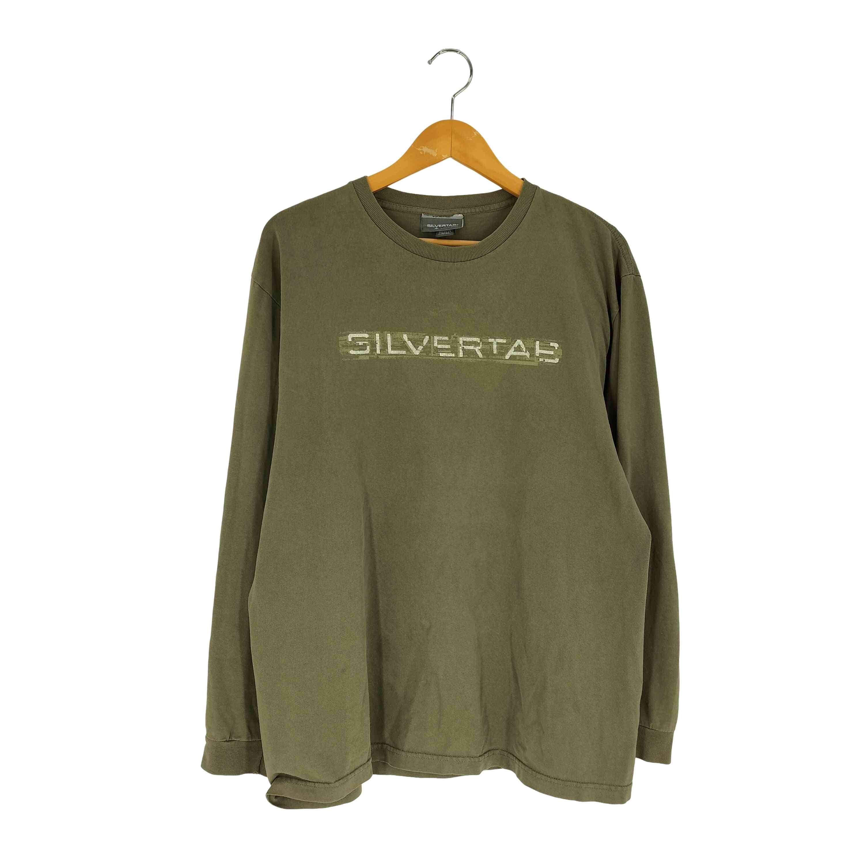 00S USA製 SILVERTAB ロゴ刺繍 L/S クルーネックTシャツ【1142554533968】