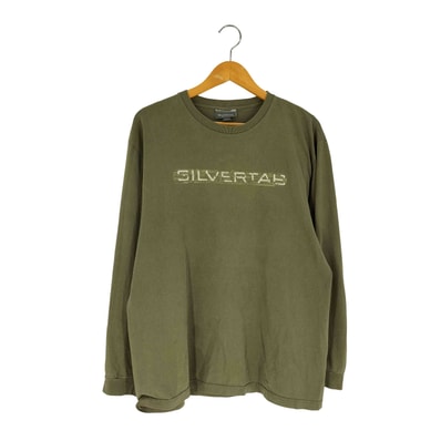 00S USA製 SILVERTAB ロゴ刺繍 L/S クルーネックTシャツ【1142554533968】