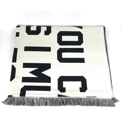 ディオール Dior Dior x Cactus Jack Blanket 28Z0006A0663 カクタスジャック フリンジ インテリア ひざかけ 毛布 バイカラー ブランケット ウール ホワイト