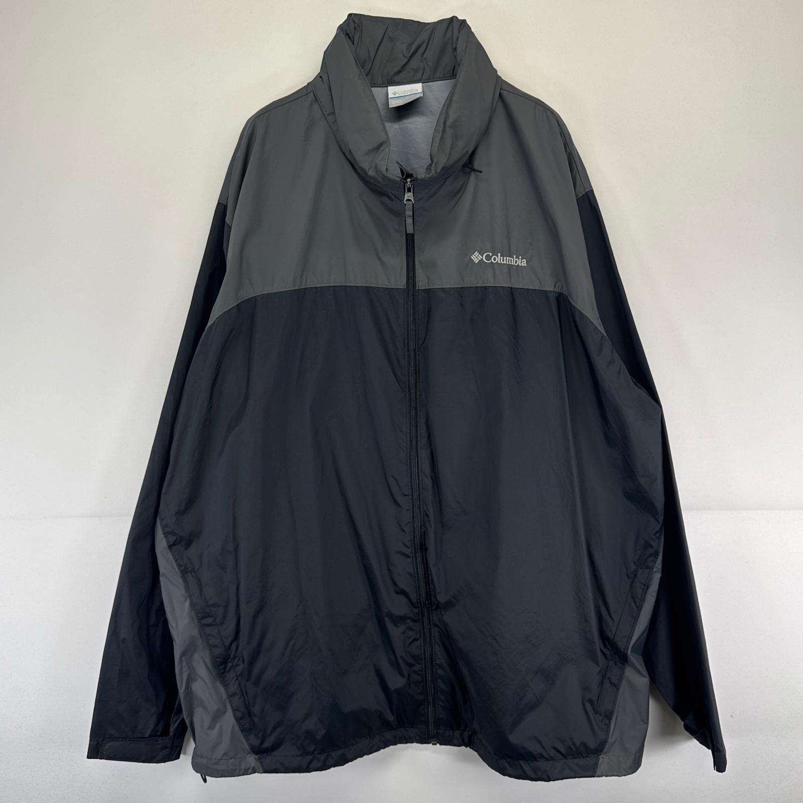 古着 コロンビア Columbia ジャケット フルジップ 大きいサイズ ワンポイントロゴ パーカー 2XL グレー系 メンズ