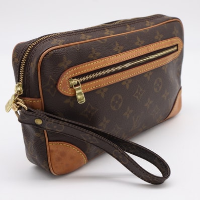 LOUIS VUITTON ルイ・ヴィトン モノグラム マルリードラゴンヌGM M51825 セカンドバッグ ブラウン コーティングキャンバス レザー メンズ