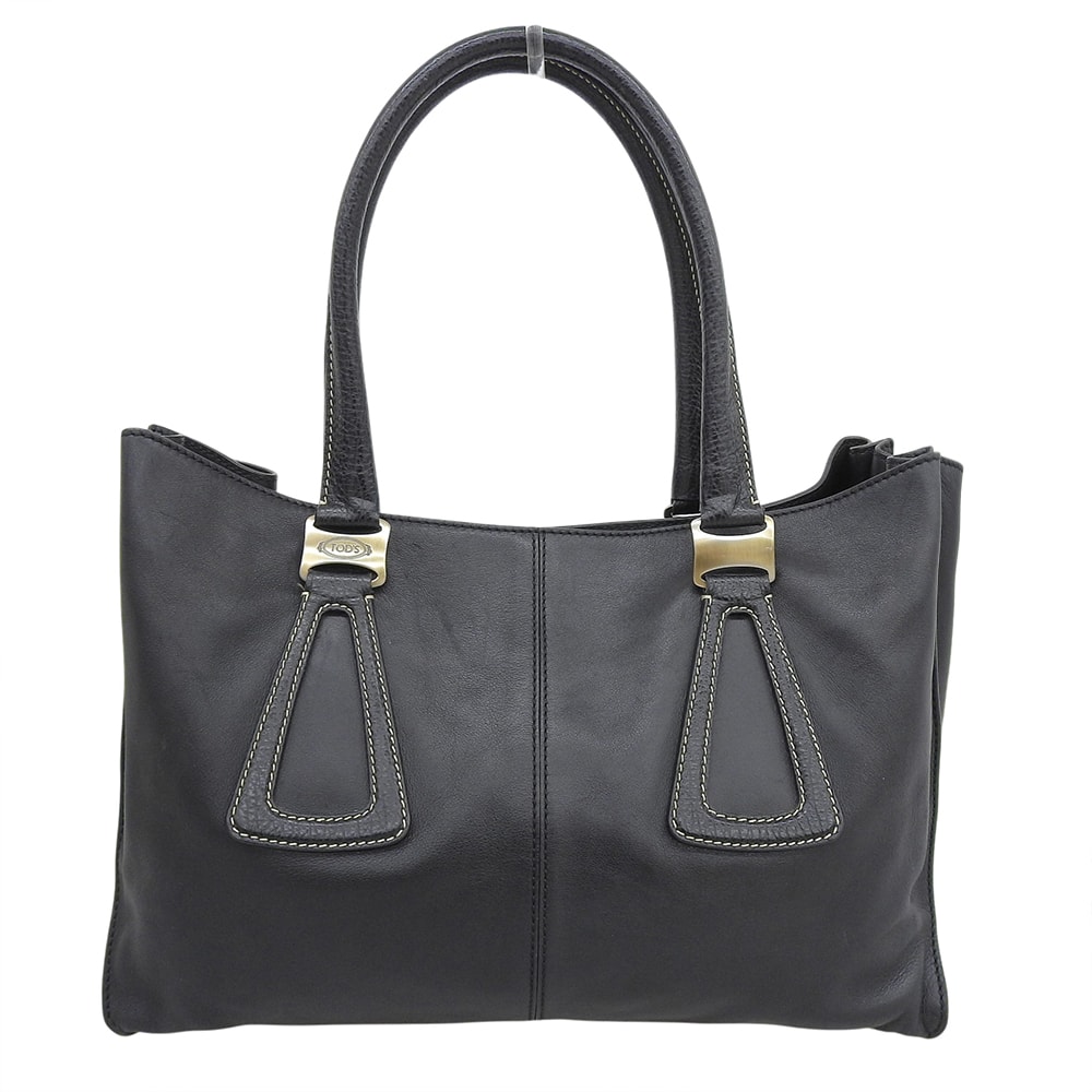 トッズ レザー ロゴ刻印 Dスタイリング ハンドバッグ レディース ブラック