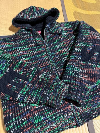 Supreme Faux Shearling Lined Zip Up Hooded Sweater "Green Melange"