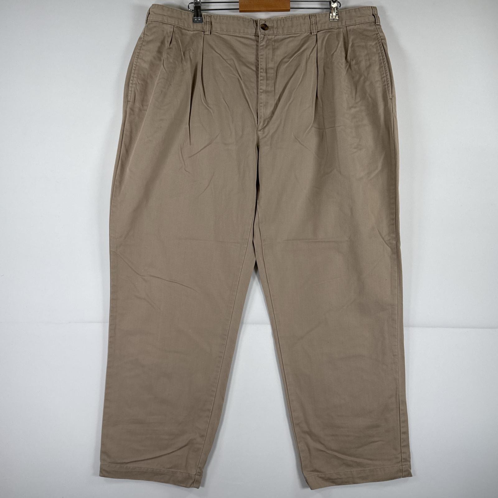 古着 ポロ・ラルフローレン POLO RALPH LAUREN チノパンツ チノパン ワンポイント スラックス 大きいサイズ ポロチノ ツータック ベージュ メンズ
