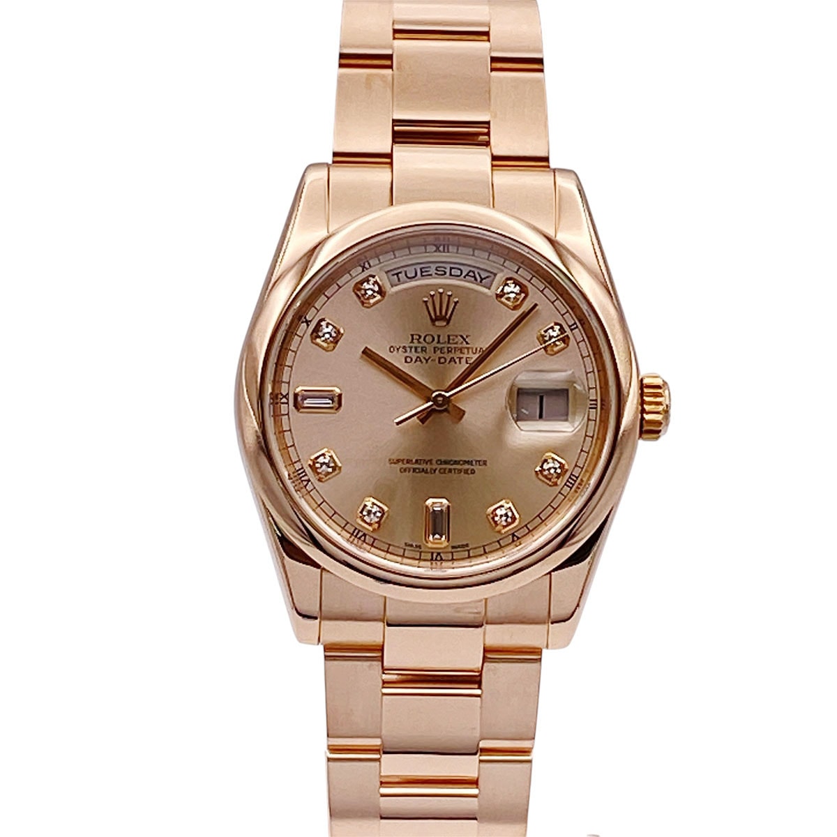 ROLEX ロレックス デイデイト DAY DATE 8Pダイヤ 2Pバケットダイヤ K18YGピンクゴールド 腕時計 118205A K18ピンクゴールド ピンクゴールド 自動巻き  メンズ【中古】