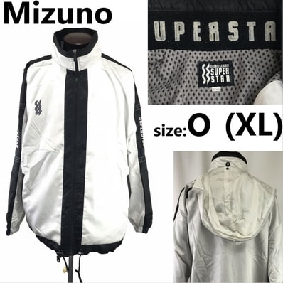Mizuno/SUPER STAR/ミズノ★ウィンドブレーカー【O/メンズXL程度/白/white】パーカー/ゴルフ/スポーツウェア/トラックジャケット/Jacket/Jumper◆BJ109-a
