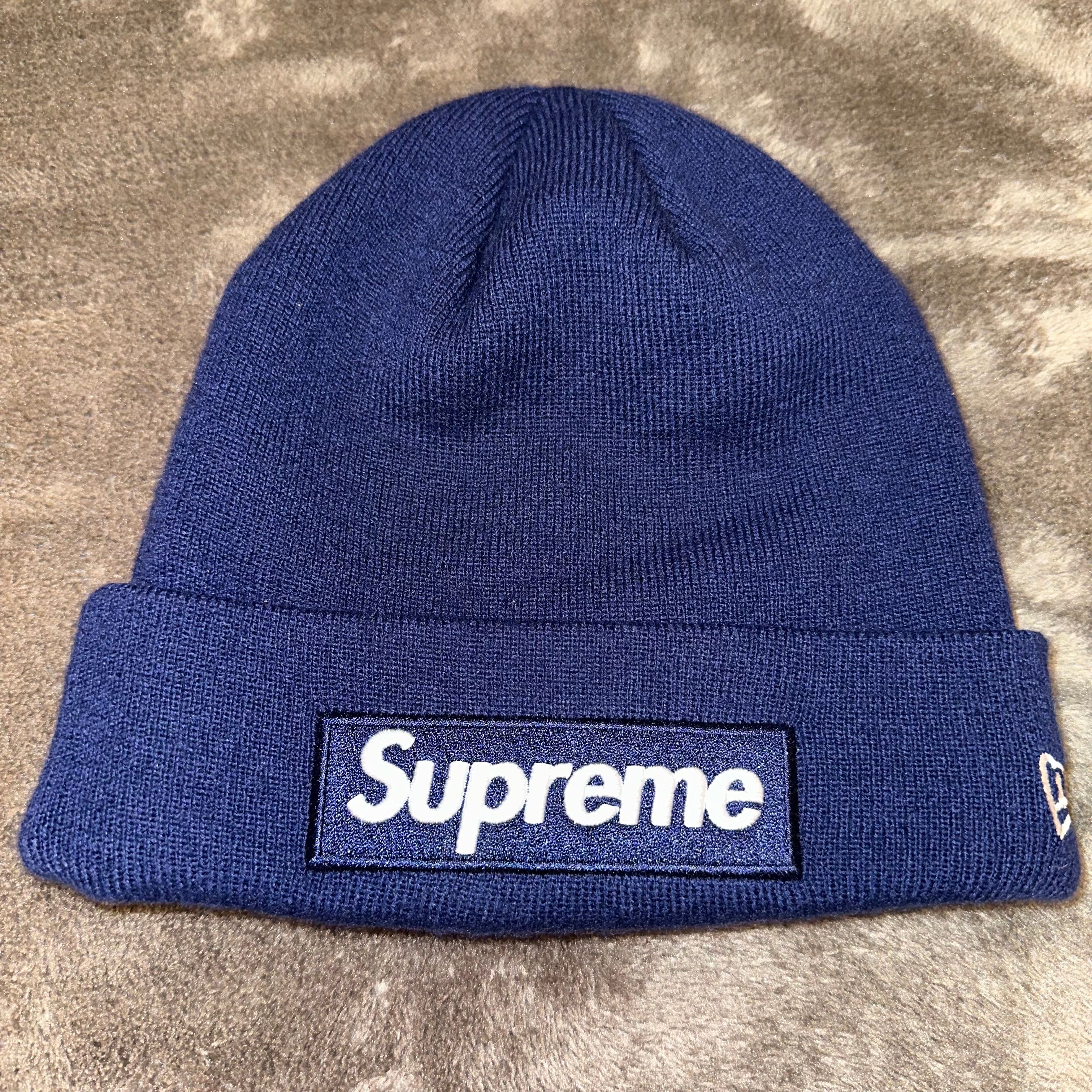 Supreme New Era® Box Logo Beanie "Washed Navy" (21FW)