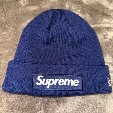 Supreme New Era® Box Logo Beanie "Washed Navy" (21FW)