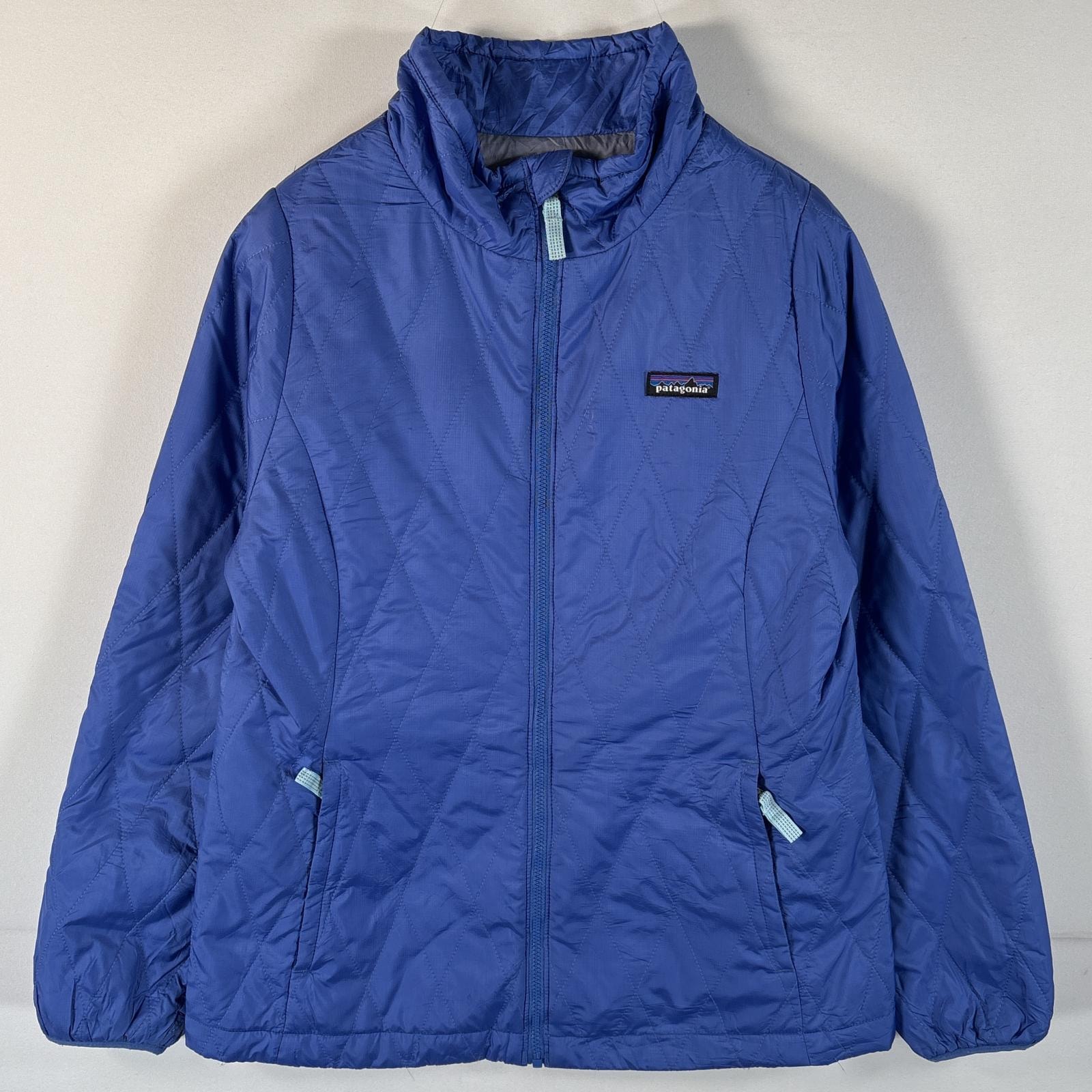 古着 パタゴニア patagonia 中綿ジャケット ライトアウター アウトドア ワンポイントロゴ プリマロフト XL  ブルー系 キッズ