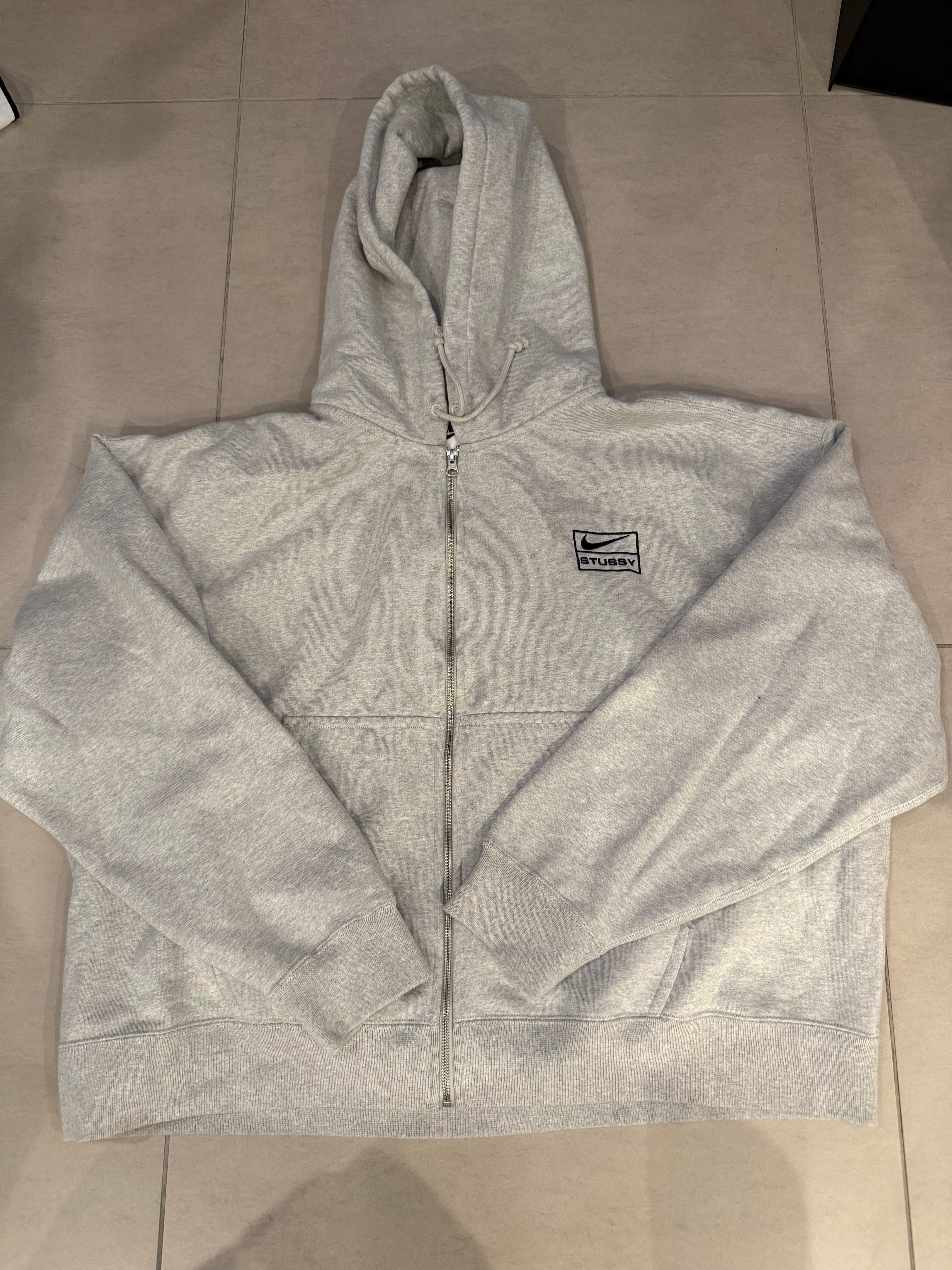 Stussy x Nike Fleece Zip Hoodie "Grey Heather" (US Size) FJ9181-050