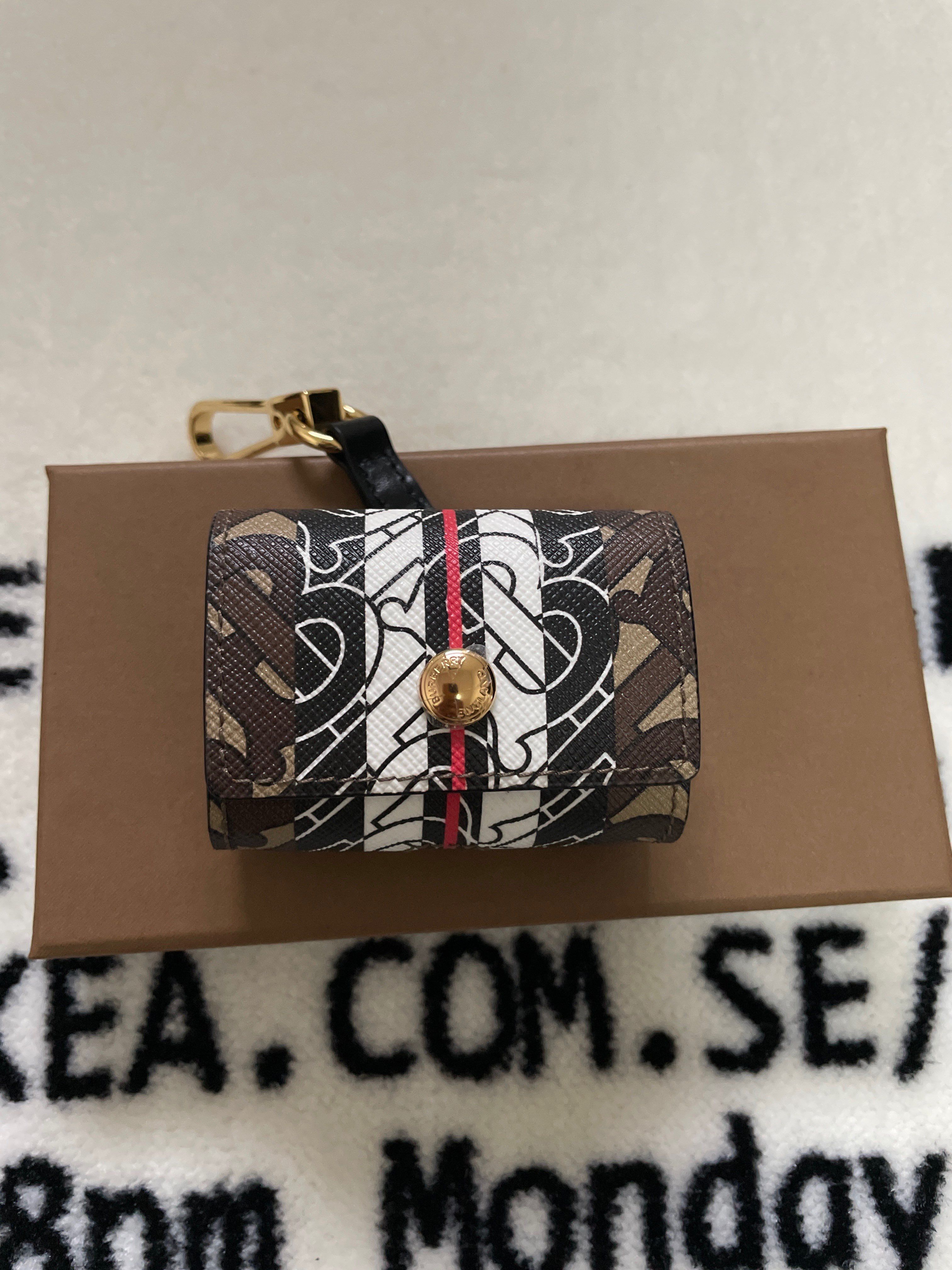 BURBERRY TB Monogram E-canvas AirPods Pro Case "Bridle Brown"