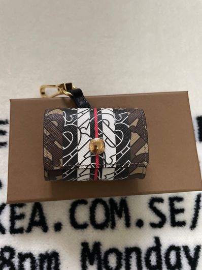 BURBERRY TB Monogram E-canvas AirPods Pro Case "Bridle Brown"