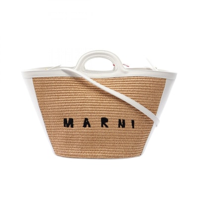 マルニ MARNI TROPICALIA SUMMER スモール 2WAY ハンドバッグ バッグ レザー ラフィア レディース ブラウン系 / ホワイト系 BMMP0068Q0P3860Z0T01 【中古】