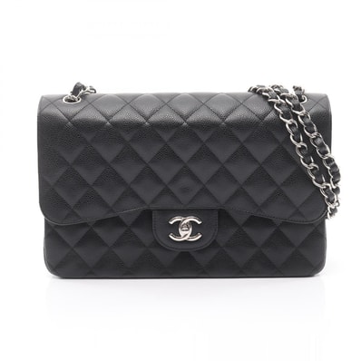 シャネル CHANEL デカマトラッセ30 クラシック ラージ Wフラップ ショルダーバッグ バッグ キャビアスキン(グレインドカーフ) レディース ブラック系 A58600 【中古】