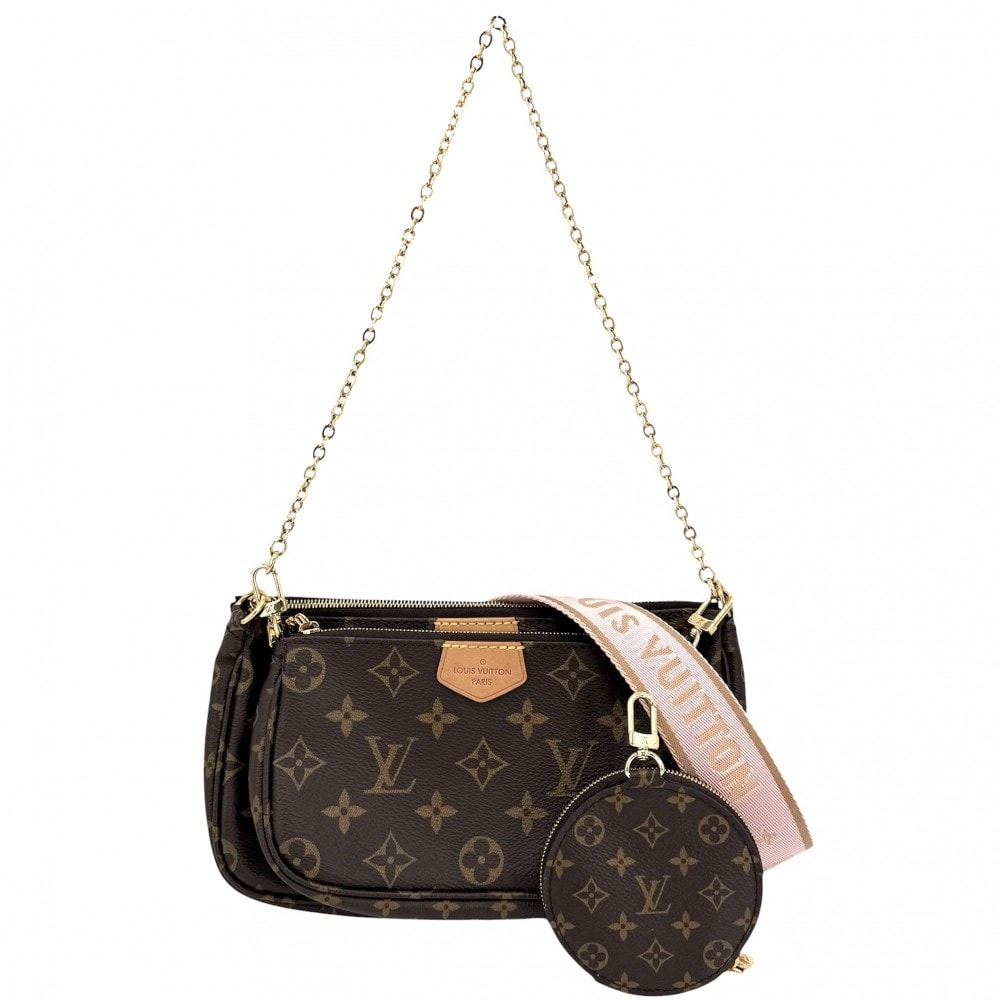 LOUIS VUITTON ルイヴィトン ショルダーバッグ モノグラム ミュルティポシェットアクセソワール 2WAY ハンドバッグ 肩掛け 斜め掛け ローズクレール M44840 ブラウン 茶 ピンク ゴールド金具 レディース 美品【中古品】