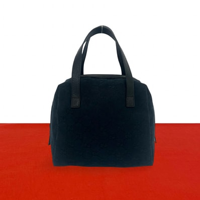 GUCCI グッチ GG 柄 ロゴ キャンバス レザー ハンドバッグ ブラック
36656
