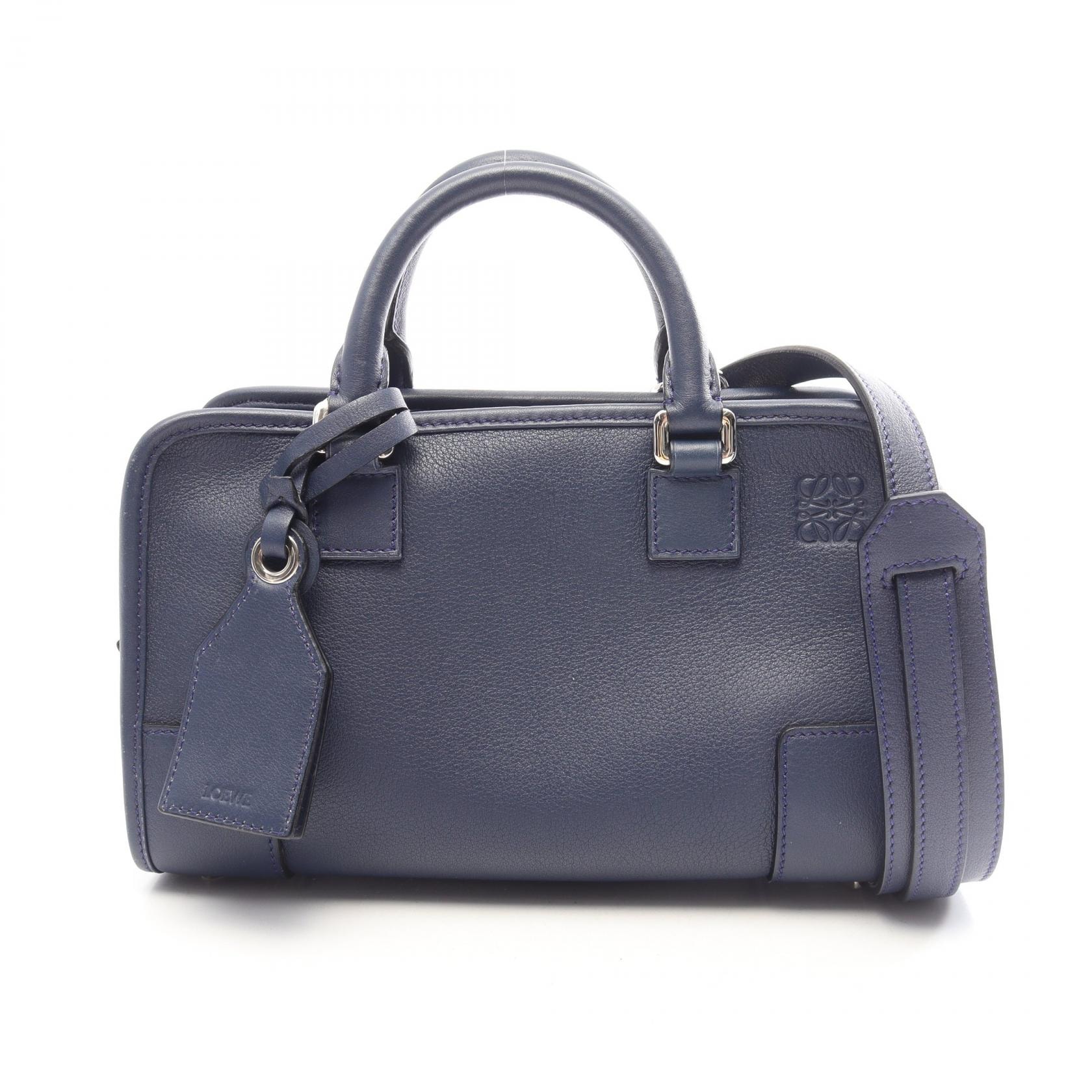 ロエベ LOEWE アマソナ23 2WAY ハンドバッグ バッグ レザー レディース ネイビー系 【中古】