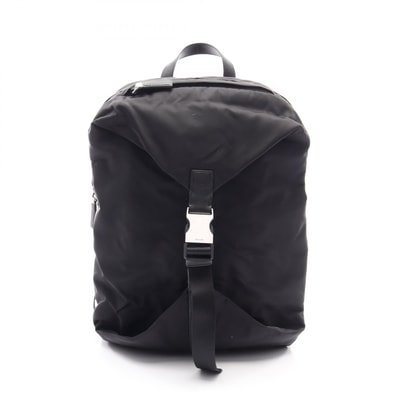 プラダ PRADA TESSUTO リュックサック バックパック バッグ ナイロン サフィアーノレザー メンズ ブラック系 2VZ028 【中古】