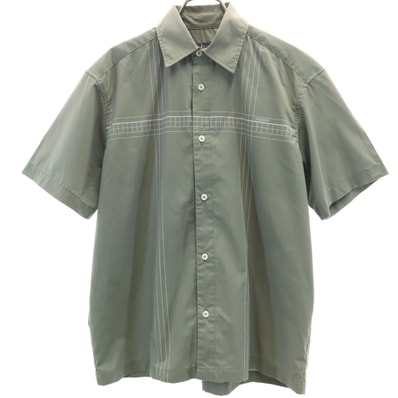 STUSSY ステューシー 90s USA製 オールド 紺タグ 半袖 シャツ S オリーブ系