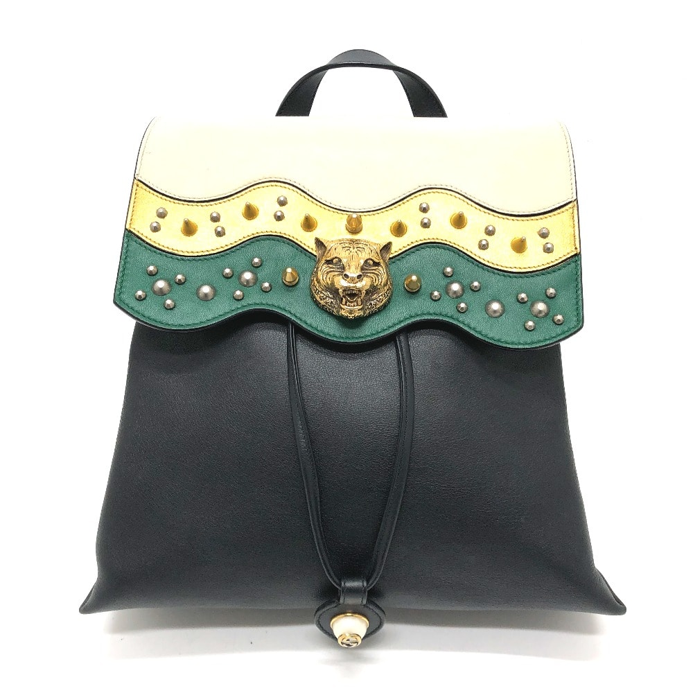グッチ GUCCI アニマリエ 432266 スタッズ カバン バックパック リュックサック レザー ブラック